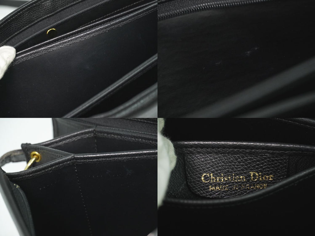 Dior Leather Shoulder Bag Pochette Black — view 9
