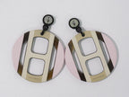 Hermes Equipe Buffalo Horn Earrings Metal Silver Multicolor — view 2