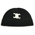 Celine Triomphe Knit Cap Black Hat