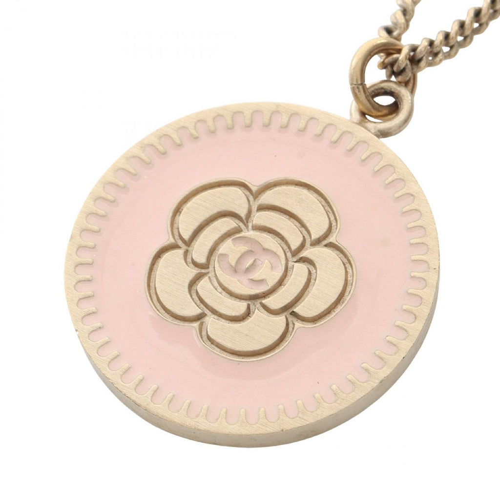 Chanel Necklace Camellia CC Logo Circle Pink