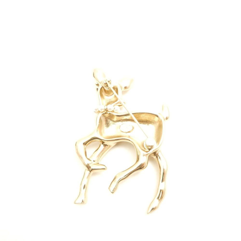 Chanel CC Logo Bambi Brooch Rhinestone Faux Pearl Costume — view 3