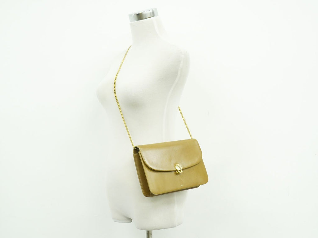 Dior Leather Chain Shoulder Bag Brown — view 6
