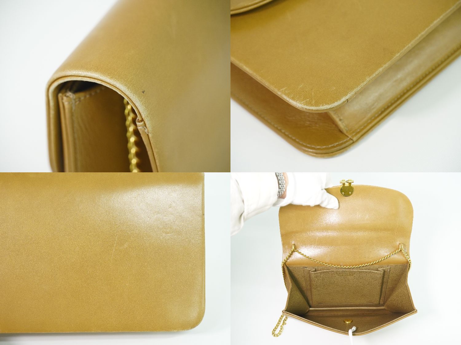 Dior Leather Chain Shoulder Bag Brown — view 8