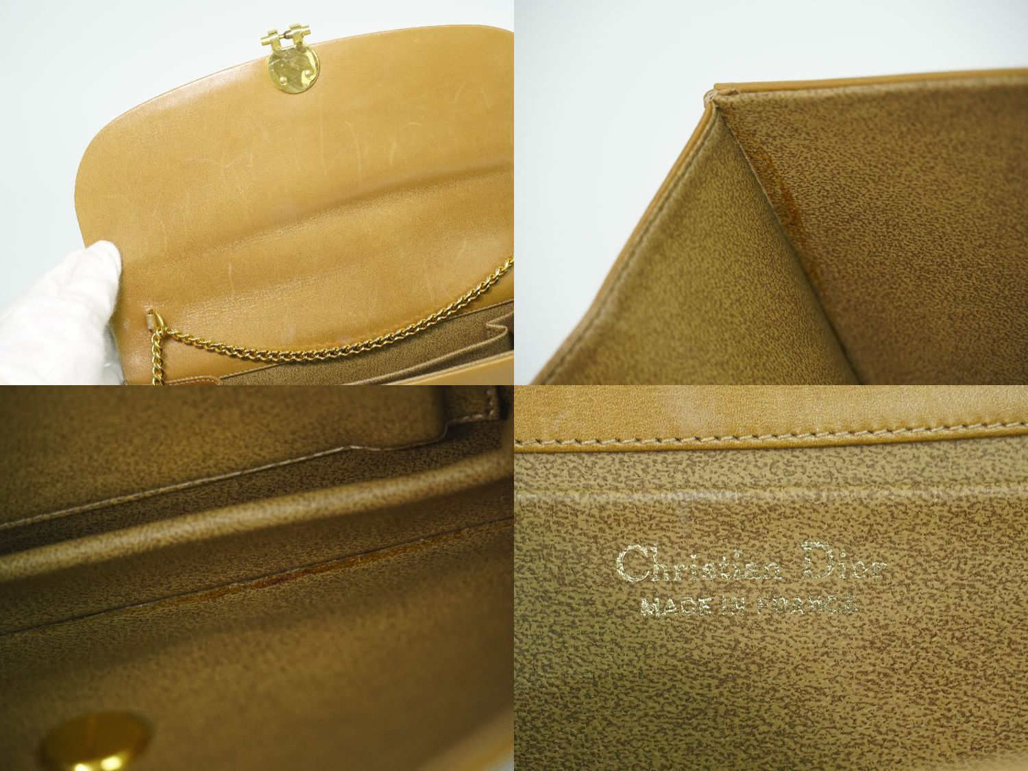 Dior Leather Chain Shoulder Bag Brown — view 9
