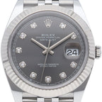 Rolex Datejust 41 Watch Jubilee Diamond Calf-t Box 18k White Gold SS