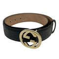 Gucci Belt 80.32 Black Interlocking Leather