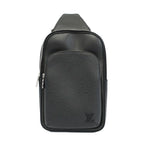 Louis Vuitton Ten Avenue Sling Bag Taiga Leather Black Silver