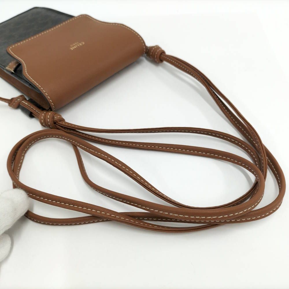 Celine Phone Pouch Triomphe Canvas Brown Black — view 6