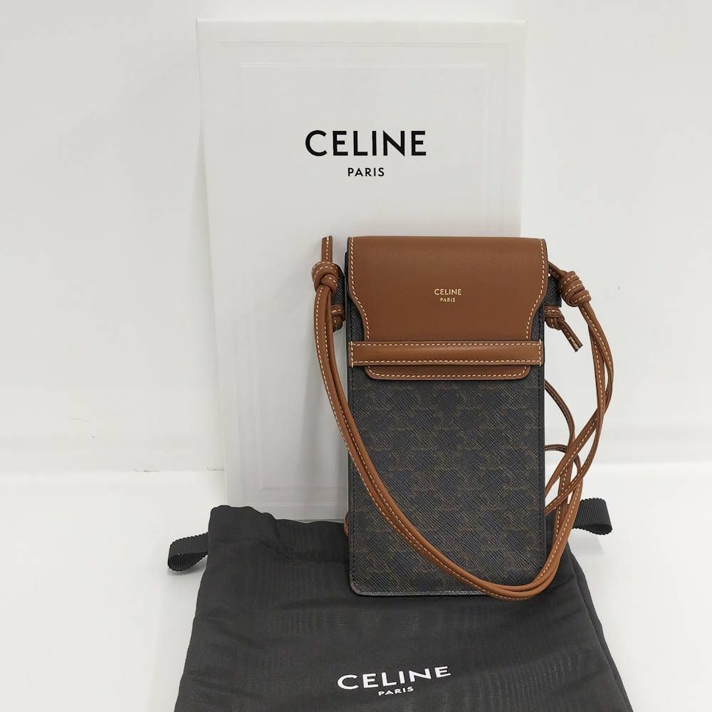 Celine Phone Pouch Triomphe Canvas Brown Black — view 9