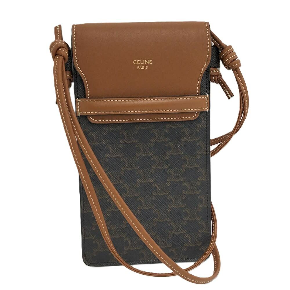 Celine Phone Pouch Triomphe Canvas Brown Black
