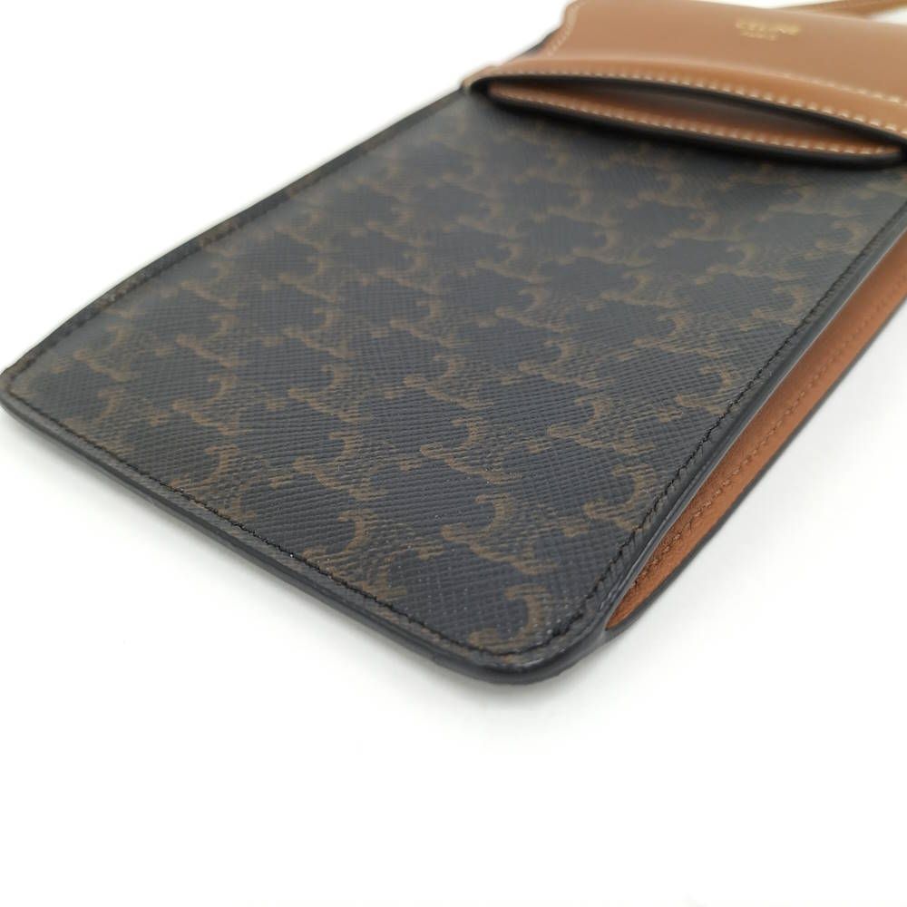 Celine Phone Pouch Triomphe Canvas Brown Black — view 3