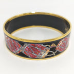Hermes Enamel GM Bangle Plated Gold Black Multicolor Bracelet — view 2
