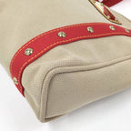 Louis Vuitton Antigua Cabas MM Tote Bab Canvas Leather Beige Red — view 3