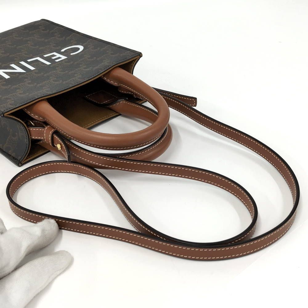 Celine Vertical Cover Mini 2-Way Shoulder Bag Triomphe Leather Brown — view 4