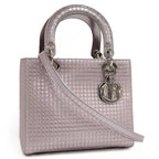 Dior Lady Dior 2-Way Shoulder Bag Leather Metallic Pink