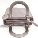 Dior Lady Dior 2-Way Shoulder Bag Leather Metallic Pink — view 7