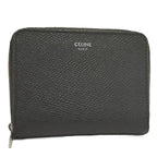 Celine Small Zip Wallet Compact Leather Dark Gray