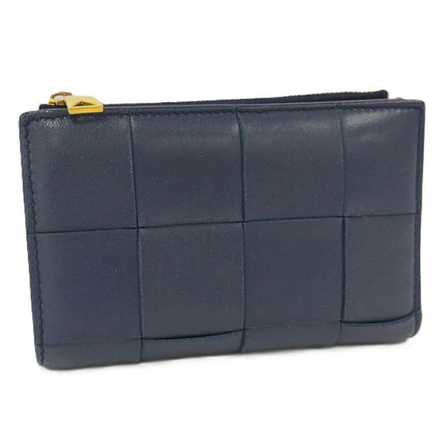 Bottega Veneta Wallet Cassette Small Maxi Intrecciato Leather Navy
