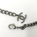 Chanel Necklace Coco Rhinestone CC Logo Plated Silver — view 6