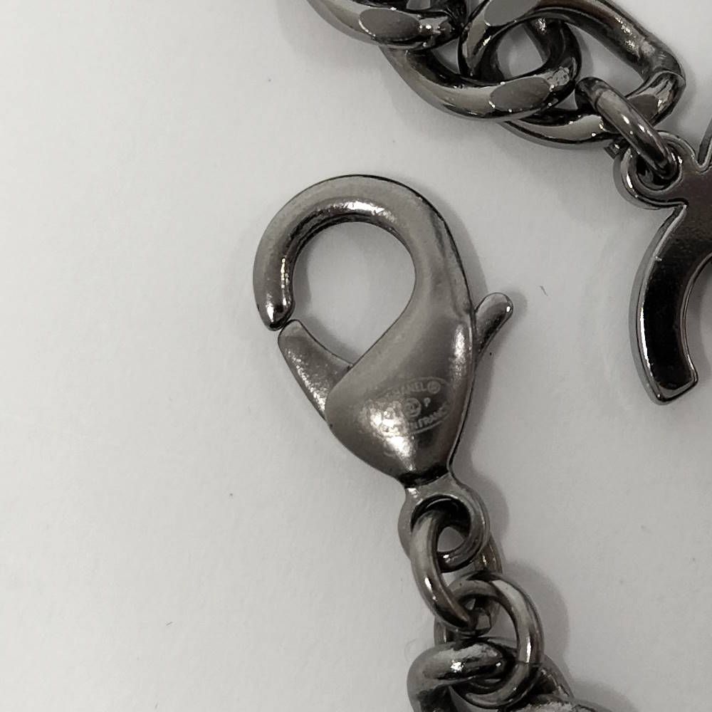 Chanel Necklace Coco Rhinestone CC Logo Plated Silver — view 7