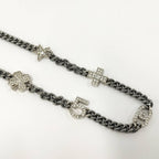 Chanel Necklace Coco Rhinestone CC Logo Plated Silver — view 4