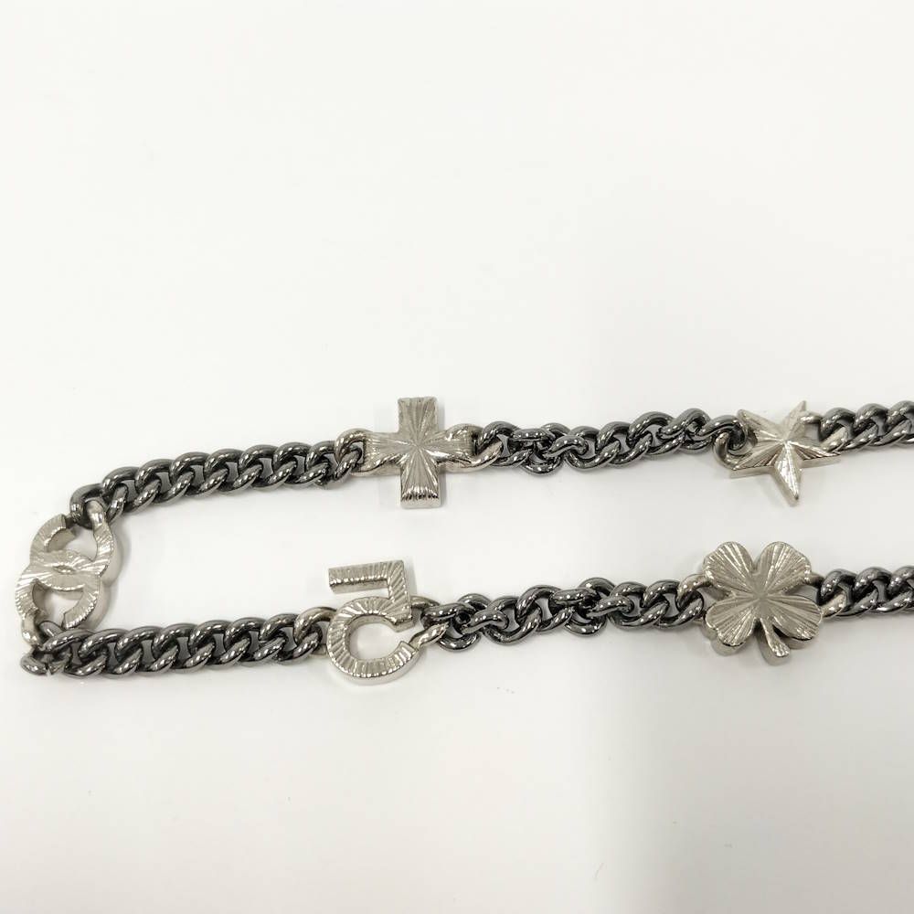 Chanel Necklace Coco Rhinestone CC Logo Plated Silver — view 5
