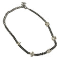 Chanel Necklace Coco Rhinestone CC Logo Plated Silver