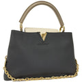 Louis Vuitton Capucines MM Handbag Taurillon Leather Black Cream