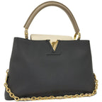 Louis Vuitton Capucines MM Handbag Taurillon Leather Black Cream