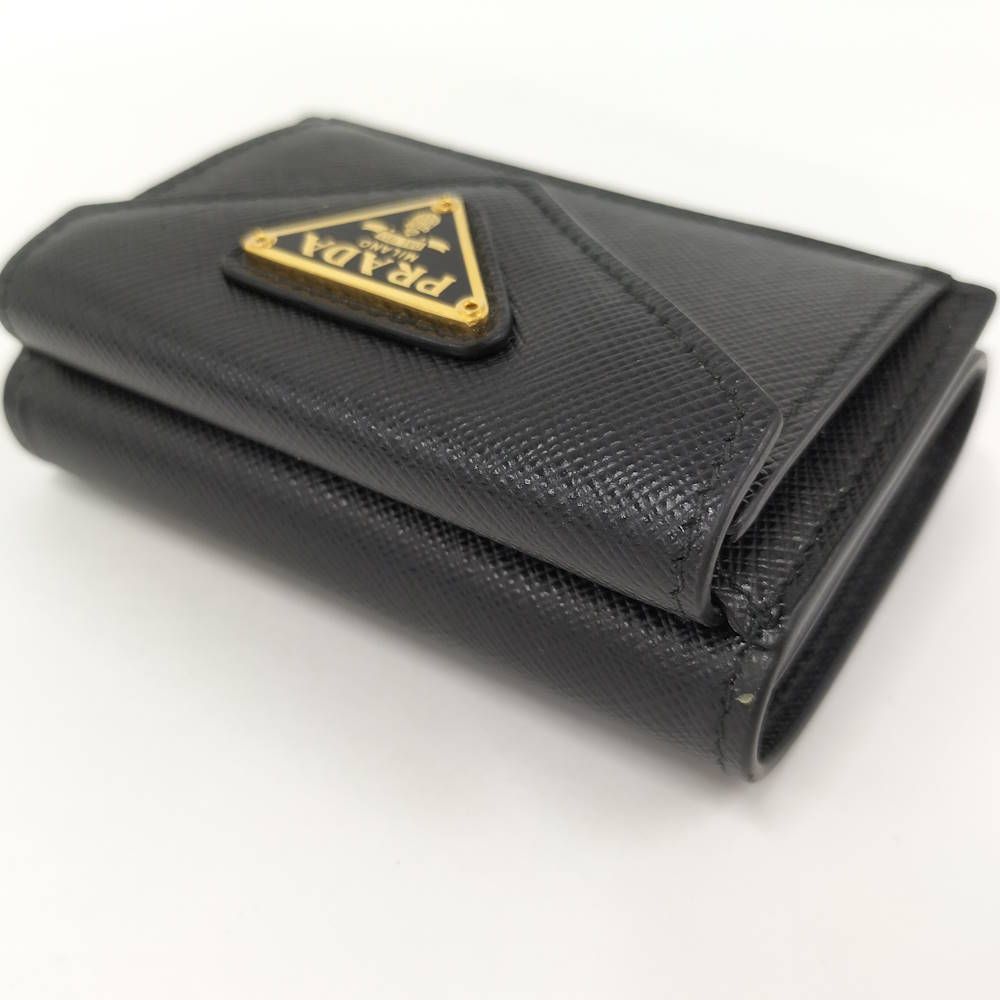 Prada Compact Wallet Saffiano Leather Black — view 6