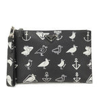 Prada Saffiano Clutch Seagull Black White Leather