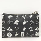 Prada Saffiano Clutch Seagull Black White Leather — view 2