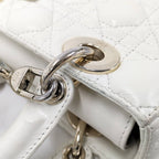 Dior Lady Dior Cannage White Champagne Gold Handbag — view 6