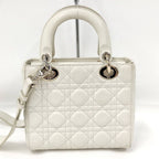 Dior Lady Dior Cannage White Champagne Gold Handbag — view 2