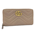 Gucci Zip Around Wallet GG Marmont Leather Pink Beige