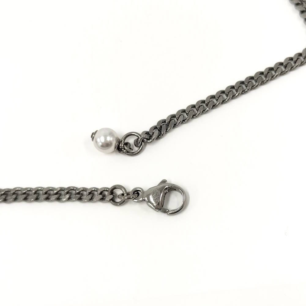 Chanel Necklace CC Logo Costume Pearl Rhinestone Silver Metal Plated — view 7