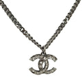 Chanel Necklace CC Logo Costume Pearl Rhinestone Silver Metal Plated