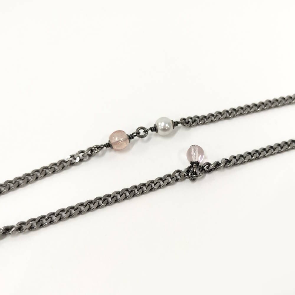 Chanel Necklace CC Logo Costume Pearl Rhinestone Silver Metal Plated — view 6
