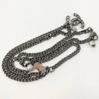 Chanel Necklace CC Logo Costume Pearl Rhinestone Silver Metal Plated — view 5