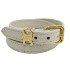 Celine les Cuirs Bracelet Leather Gold Color White