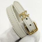 Celine les Cuirs Bracelet Leather Gold Color White — view 4