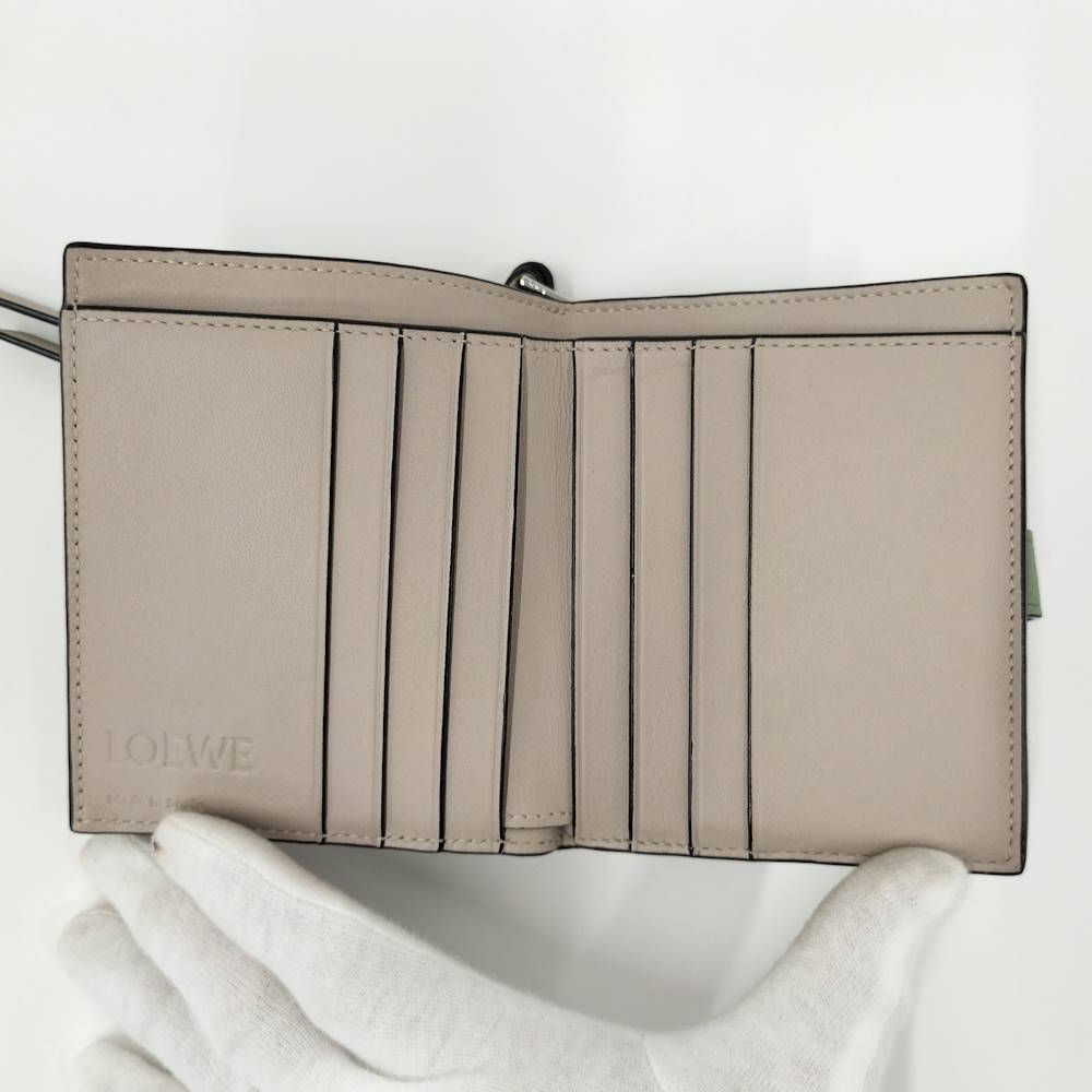 Loewe Compact Zip Wallet Bifold Leather Green — view 2