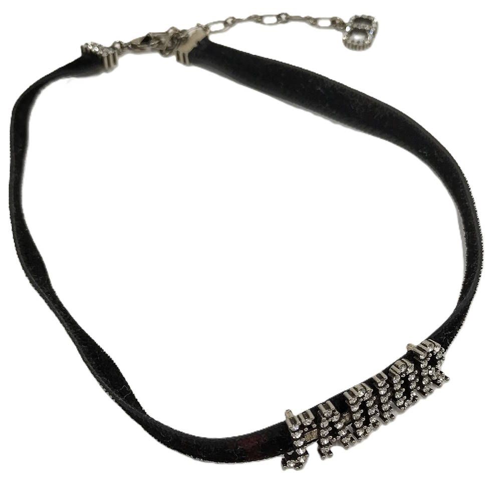 Dior Rhinestone Velvet Choker Necklace