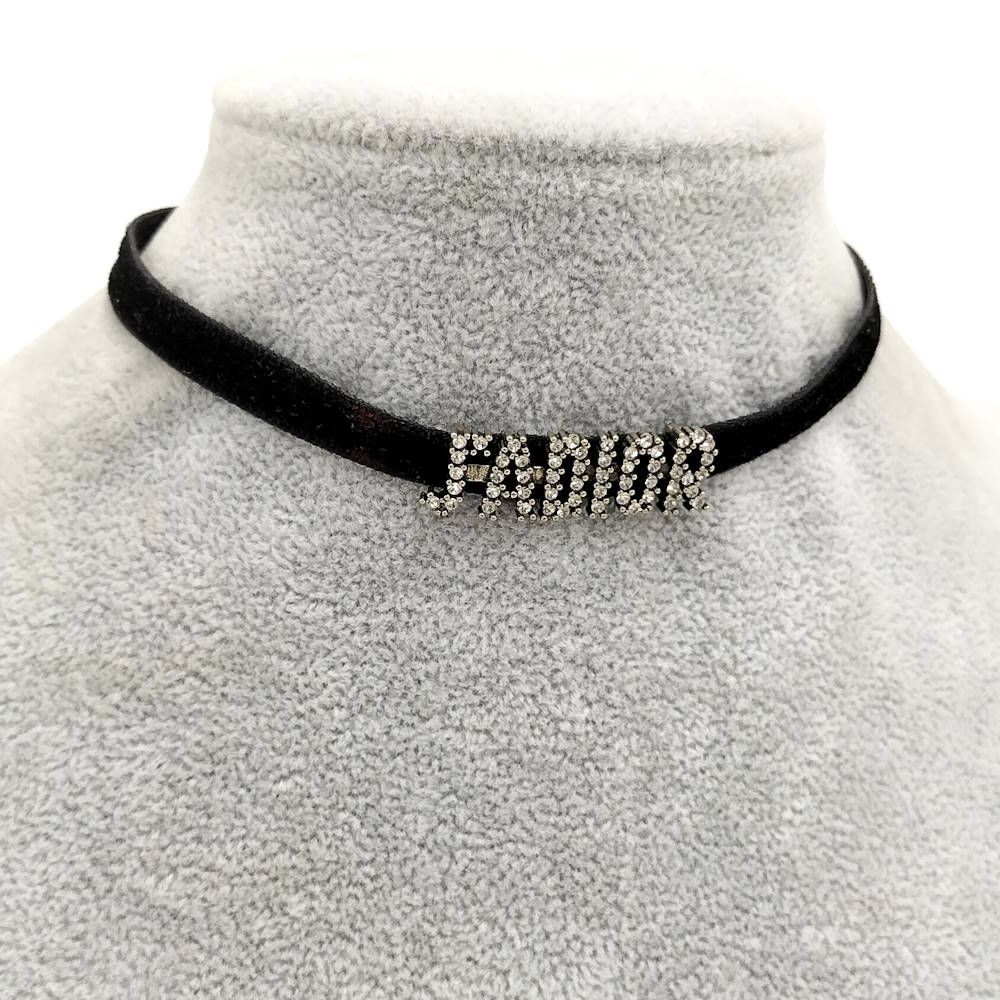 Dior Rhinestone Velvet Choker Necklace — view 9