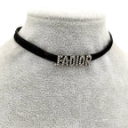 Dior Rhinestone Velvet Choker Necklace — view 9