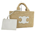 Celine Small Cabas Thais Basket Bag Raffia Calfskin Beige