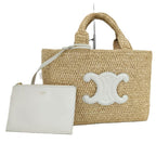 Celine Small Cabas Thais Basket Bag Raffia Calfskin Beige