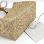 Celine Small Cabas Thais Basket Bag Raffia Calfskin Beige — view 5