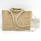 Celine Small Cabas Thais Basket Bag Raffia Calfskin Beige — view 2