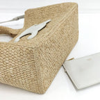Celine Small Cabas Thais Basket Bag Raffia Calfskin Beige — view 4